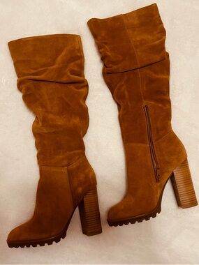 ALDO Suede Knee-High Block Heel Boots - Brown